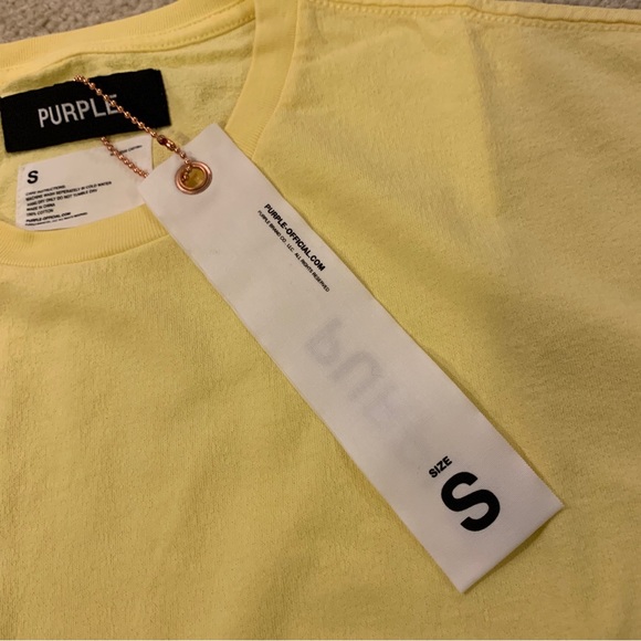 Purple Brand Yellow Long Sleeve T-Shirt 100% Cotton Mens Size Small S - Picture 5 of 10